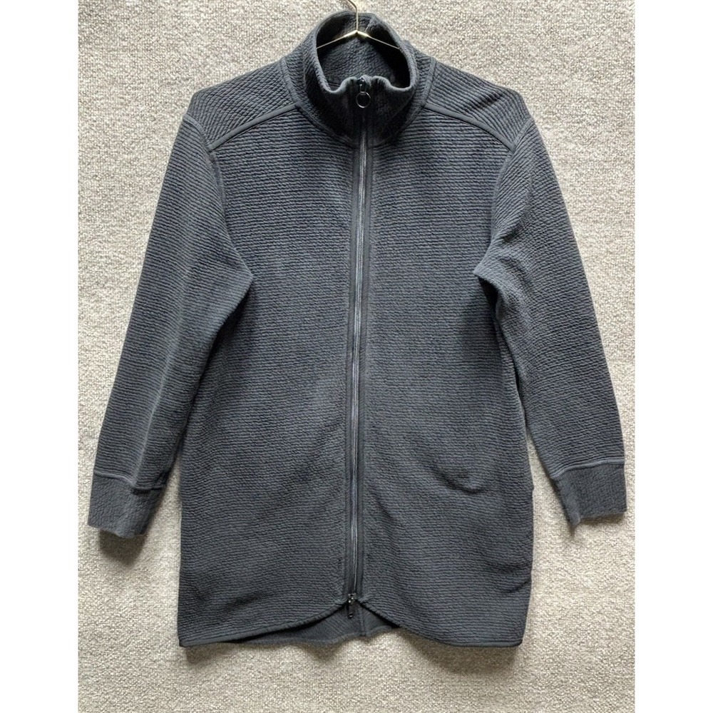 Lululemon Women's On‎ Repeat Textured Long Jacket Charcoal Full Zip Size 10 Mock